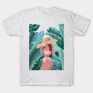 Plant Lady Summer, Beach and Palm Leaves T-Shirt